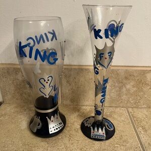 Blue and Silver King Themed Glass Set
